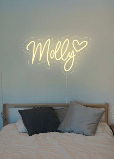 Preppy Neon Signs, Neon Dorm Signs, Name Led Light, Led Name Sign Bedroom, Custom Led Sign, Neon Name Sign Bedroom, Name Lights Wall, Dorm Room Name Signs, Dorm Name Signs