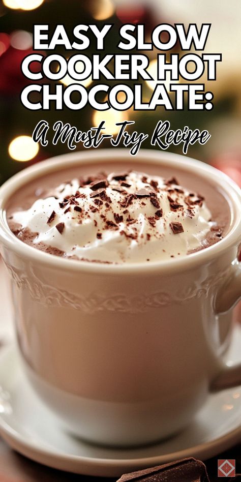 Try this easy slow cooker hot chocolate recipe that’s a must-try for your slow cooker recipes collection. Rich, creamy, and incredibly delicious, this hot chocolate is perfect for chilly days and gatherings. Save this pin and click to get the complete recipe and detailed instructions. Enjoy a warm and comforting beverage that’s effortless to prepare and perfect for sharing. Slow Cooker Cocoa, Hot Chocolate Recipes Slow Cooker, Recipe For Hot Cocoa, Bulk Hot Chocolate Recipe, Slow Cooker Hot Chocolate Recipe Easy, Home Made Hot Chocolate Crock Pot, Christmas Eve Hot Chocolate Crock Pot, Christmas Morning Hot Chocolate, Slow Cooker Hot Chocolate Easy