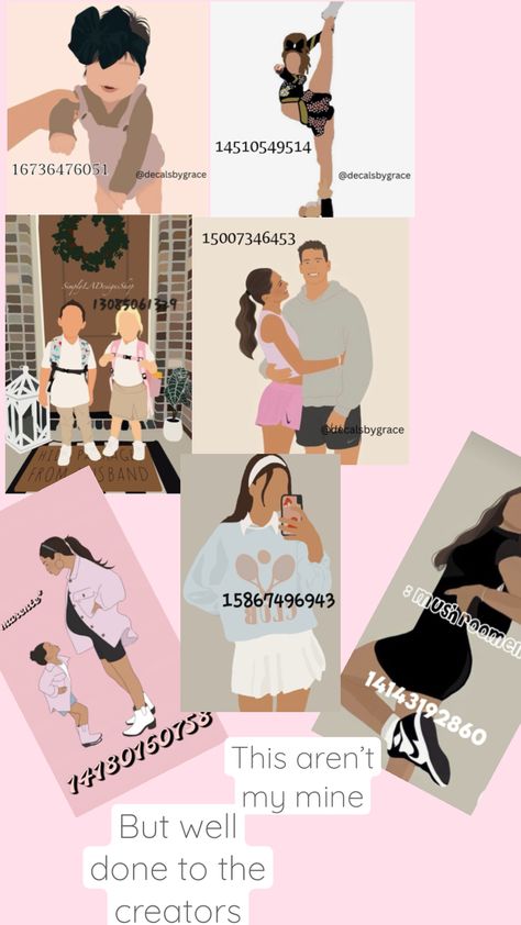 Decal codes Baby Decals, Mixed Families, Big Family Photos, Bloxburg Decals Codes Aesthetic, Cute Family Pictures, Preppy Decal, Pic Code, Kids Decals, Roblox Image Ids