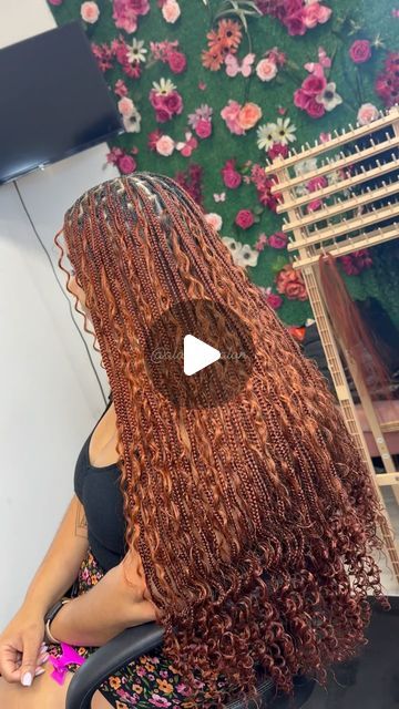 Braids by lanna on Instagram: "🧡🧡🧡 ginger babes  #viral#knotlessnyc#knotlessny#longislandbraider#braids#knotless#libraids#longislandbraids#hairstyles#beads#knotlessbraids#stitchbraids#nycbraids#houstonknotless#fulanibraids#cornrows#heartbraids#tribalbraids#hair#nycknotless #hair#boxbraids#atlknotless#wigs#ponytails#braidstyles#straightbacks#explorepage#reels#nycstylist#goddessbraids" Small Knotless Box Braids Boho, 350 Boho Knotless Braids, 350 Braids Color, Color 30 Boho Knotless Braids, Small Ginger Knotless Braids, Copper Boho Knotless Braids, Small Boho Knotless Braids With Color, Brown Knotless Braids With Curls, Auburn Knotless Braids