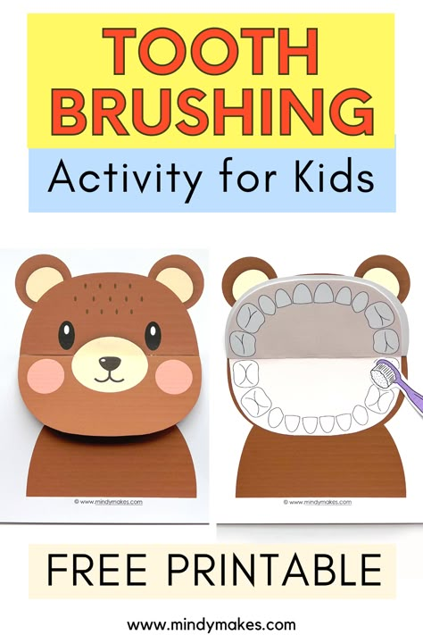 Brushing Teeth Printable, Tooth Projects For Preschool, Dental Activity Preschool, Brush Teeth Preschool Activity, Make A Toothbrush Craft, Teeth Activity For Preschoolers, T Is For Teeth Preschool, D Is For Dentist Preschool, Diy Brushing Teeth Activity