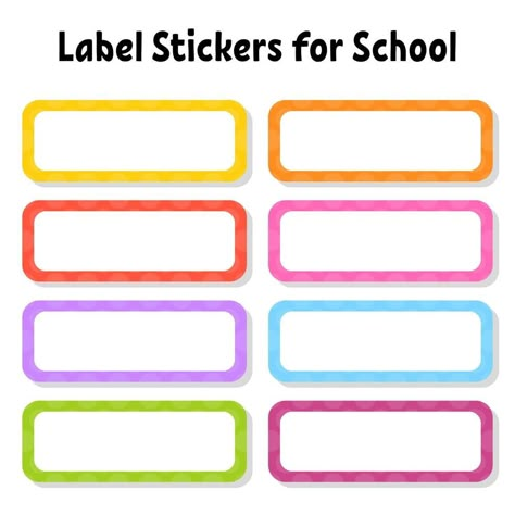 Name Tag Design Template, Classroom Labels Printables, Sticker For Notebook, School Stickers Labels, Template Name, Stickers For School, Notebook Labels, Name Tag For School, Printable Tags Template