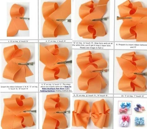 Hair Bow Instructions, Hair Bows Diy Ribbon, Stacked Hair Bow, Diy Lace Ribbon Flowers, Girls Hair Bows Diy, Homemade Bows, Hair Bow Tutorial, Bows Diy Ribbon