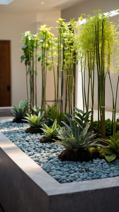 Transform your living space with these modern indoor garden ideas for apartments Discover DIY cafe-inspired house architecture ideas for apartments small party Japanese designs Japanese Garden Indoor, Small Jungle Garden Ideas, Indoor Japanese Garden, Modern Indoor Garden, Small Japanese Garden Ideas, Bamboo Plant Indoor, Indoor Zen Garden, Zen Landscape, Ideas For Apartments