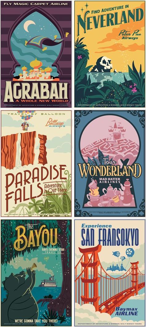 Disney travel posters Vintage Disney Posters, Disney Poster, Casa Disney, Disney Rooms, Retro Disney, Wallpaper Disney, Itinerary Planning, Disney Posters, Film Disney