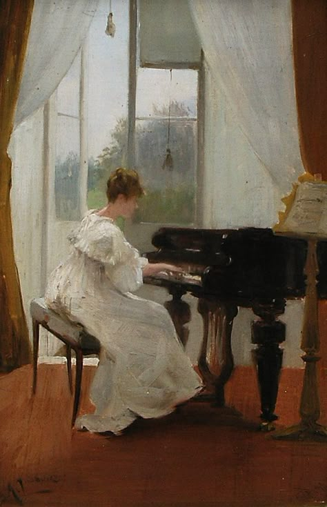 Albert Ludovici Jnr - piano player متحف فني, Piano Practice, Piano Art, Victorian Paintings, Playing The Piano, Music Painting, Piano Player, Old Paintings, Victorian Art