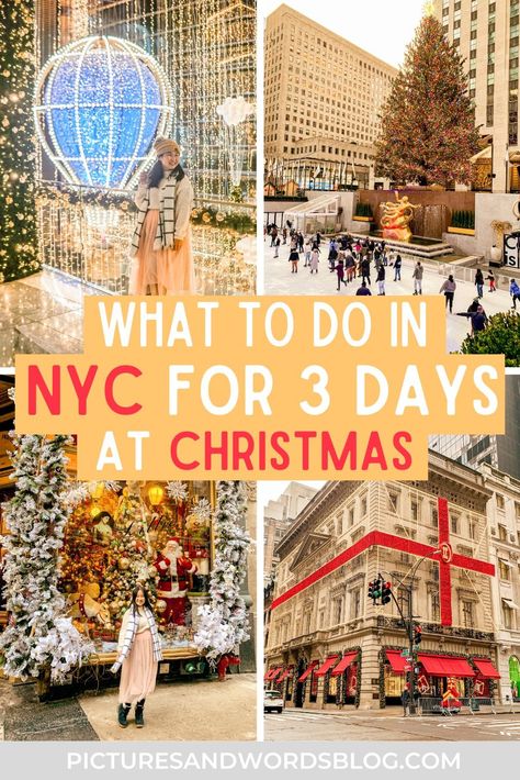 If you're planning to spend Christmas in New York City and wondering what to do, you need to read this! This is the perfect NYC Christmas itinerary for 3 days, with the best New York Christmas decorations and holiday spots, top NYC attractions, and more! Find out the best things to do in New York City at Christmas, where to eat, where to stay, and more. You'll find out exactly how to plan the best Christmas in NYC vacation. Things To Do New York Christmas, Nyc Christmas Activities, New York Trip In December, Must Do In Nyc At Christmas, New York Christmas Vacation, Nyc Holiday Itinerary, Things To Do In New York For Christmas, New York December Itinerary, Nyc Christmas Things To Do