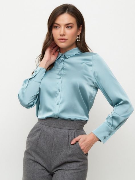 Satijnen Blouses, Satin Bow Blouse, Pvc Skirt, Satin Bluse, Silky Shirt, Gorgeous Blouses, Satin Blouses, Bow Blouse, Satin Shirt