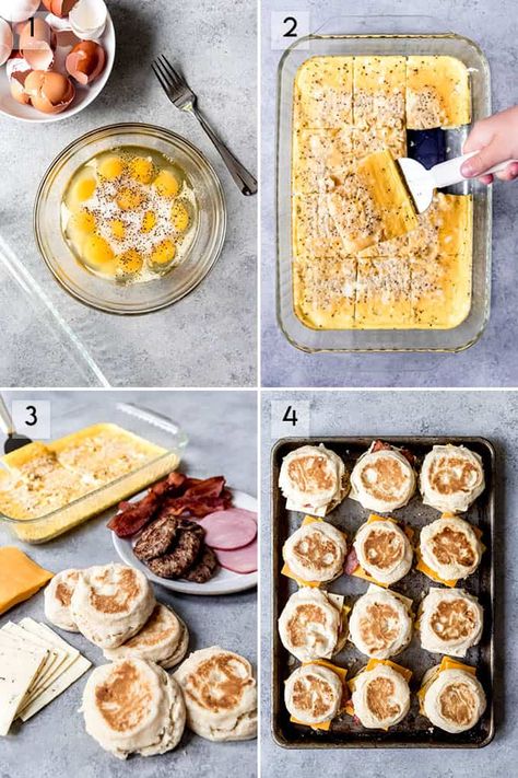 English Muffin Breakfast Sandwich, Freezer Breakfast Meals, Baked Sausage, Breakfast Sandwiches Frozen, English Muffin Breakfast, Sandwich Easy, Egg Sandwich Breakfast, Make Ahead Breakfast Sandwich, Freezer Breakfast Sandwiches