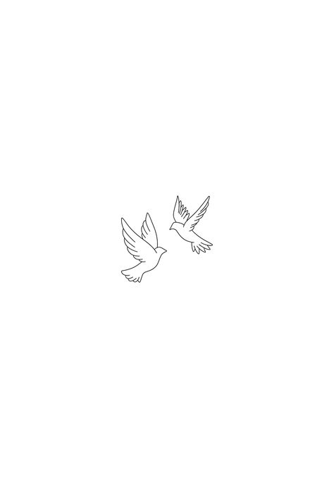 Dove Tiny Tattoo, Dove And Sun Tattoo, White Doves Tattoo, Simple Dove Tattoo Outline, Dove And Butterfly Tattoo, Mini Dove Tattoo, Dove Tattoo For Lost Loved One, 2 Doves Tattoo Design, Small Doves Flying Tattoo