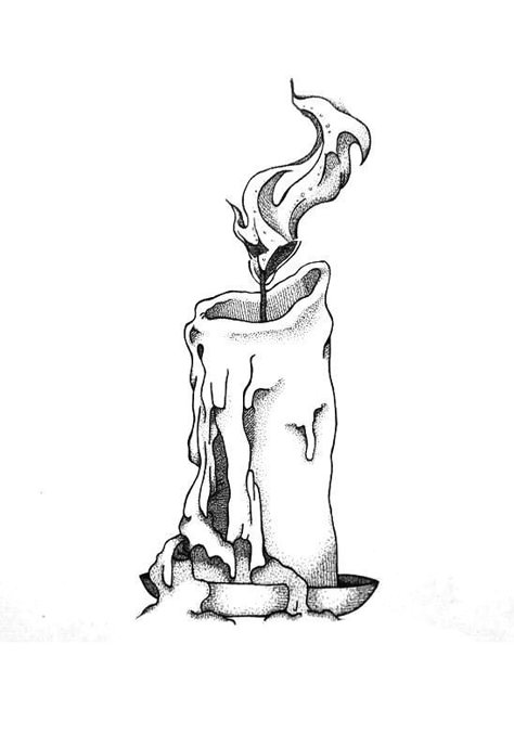 Creepy Candle Drawing, Candle Tattoo Design Realistic, Smokey Candle Tattoo, Melting Candle Tattoo Design, Candle Tattoo Stencil, Candle Flame Tattoo, Candle Flame Drawing, Candle Stencil, Melting Candle Tattoo