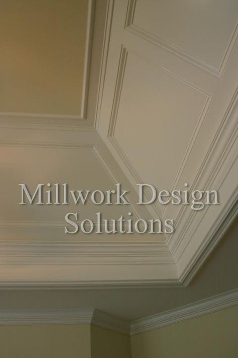 Coffered & Tray Ceilings — Millwork Design Solutions Angled Tray Ceiling Ideas, Tray Ceiling Ideas Bedroom Master Suite, Tray Ceiling Ideas Living Room, Angled Tray Ceiling, Tray Ceiling Ideas Bedroom, Coffered Tray Ceiling, Vaulted Tray Ceiling, Ceiling Molding Ideas, Tray Ceiling Bedroom