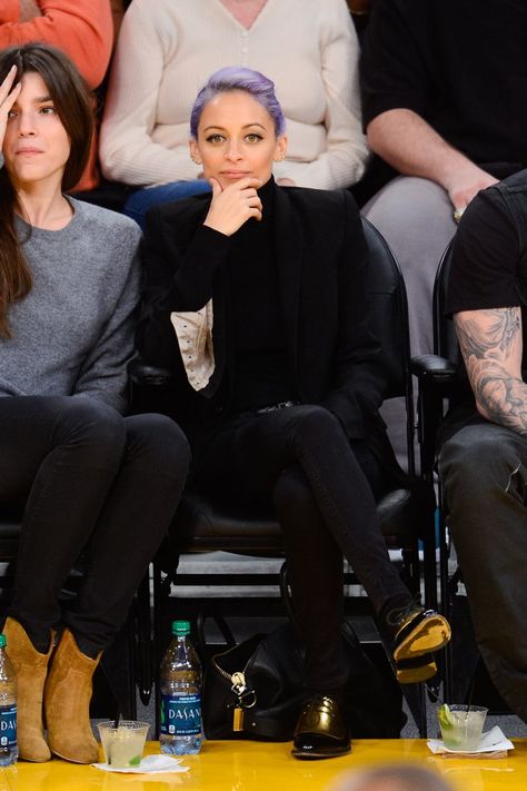 Pin for Later: The REAL Reason We're Loving Basketball? Celebrity Courtside, Nba Basketball Game Outfit Women, Courtside Fashion, Kd Tattoo, Basketball Game Outfits, Basketball Game Outfit Women, Nicole Ritchie, Basketball Game Outfit, Joel Madden