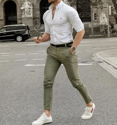 What to Wear with Olive Green Pants for Men in 2021 | The Highest Fashion Olive Green Pants Men, Olive Pants Men, Olive Green Shirt Outfit, Olive Jeans Outfit, Green Pants Outfit Ideas, Green Chinos Men, Green Trousers Outfit, Olive Pants Outfit, Olive Green Pants Outfit