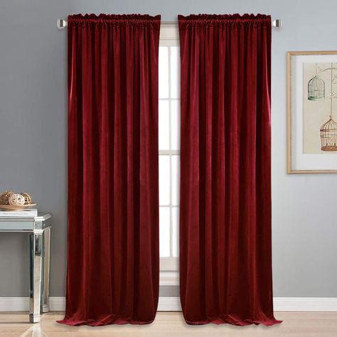 Red Curtains Living Room, Soundproof Curtains, Red Velvet Curtains, Divider Curtain, Curtains And Draperies, Velvet Drapes, Decor Curtains, Sweet Caroline, Master Room