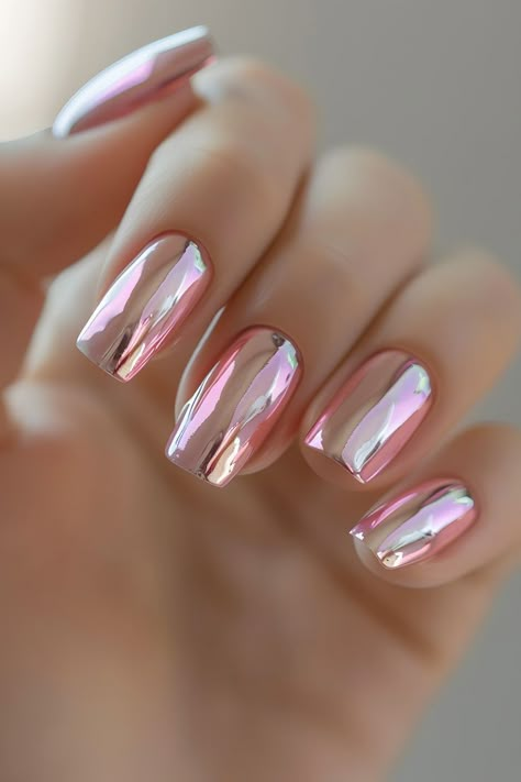 Ombre Chrome Nails, Pink Chrome Nails, Chrome Nails Designs, Thanksgiving Nails, Hot Nails, Fancy Nails, Chic Nails, Chrome Nails, Summer Nail