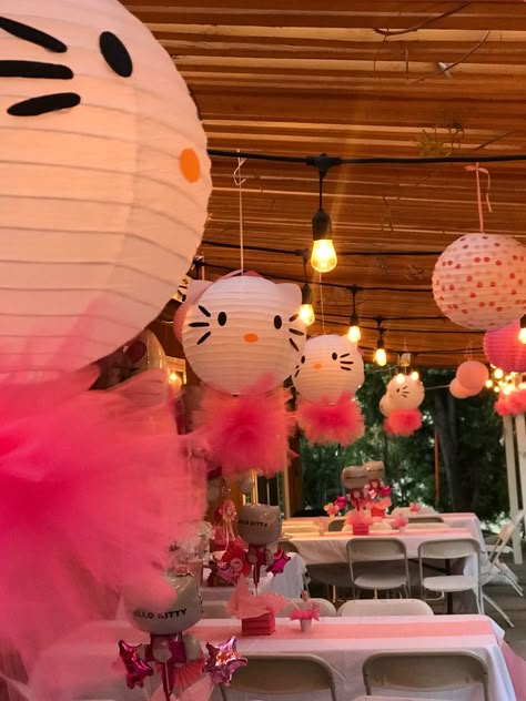 Hello kitty paper lanterns Teenage Hello Kitty Party, Hello Kitty Theme Party Decoration Backdrop, Hello Kitty Theme Sweet 16, Hello Kitty Decorations Party, Birthday Themes Hello Kitty, Hello Kitty Slumber Party Ideas, Hello Kitty Centerpieces Table Decorations, Hello Kitty Birthday Party Theme, Hello Kitty Toddler Birthday Party