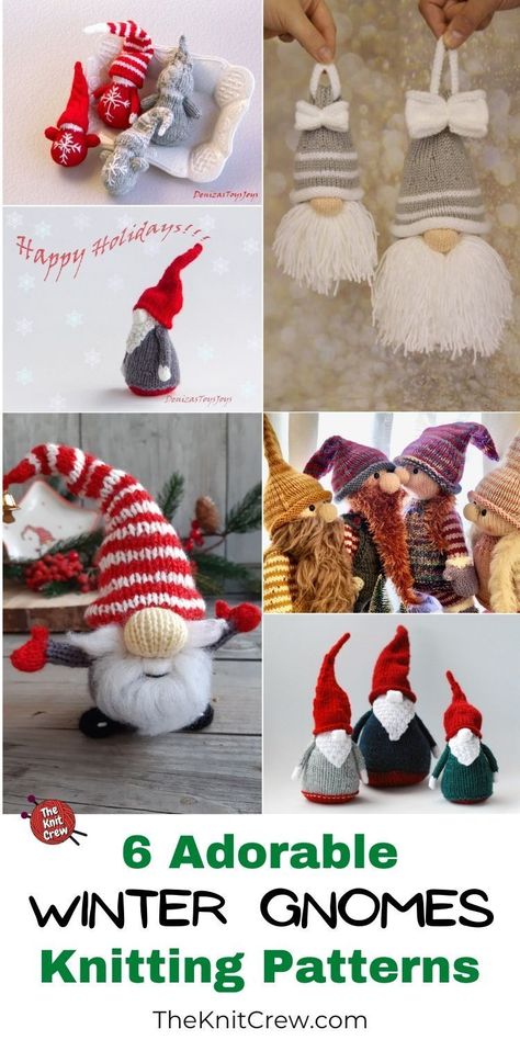 Holiday Knitting Patterns, Christmas Toy Knitting Patterns, Holiday Knitting, Christmas Knitting Projects, Knitted Christmas Decorations, Winter Gnomes, Christmas Knitting Patterns Free, Xmas Toys, Loom Knitting Projects