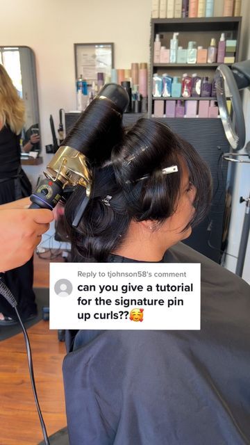 SAN DIEGO HAIR ARTIST on Instagram: "Link in bio to my Amazon storefront where you can find this @hottoolspro 2 inch barrel curling iron ☺️ • • • #pinupcurls #bouncylayers #curlingtutorial #hottoolspro #sdhairstylists #lamesasalon" 1.5 Barrel Curls, 2 Inch Curling Iron Curls, 2in Curling Iron Curls, How To Barrel Curl Hair, 2inch Curling Iron Curls, 2 Inch Barrel Curls, Barrel Curls Medium Hair, Big Curling Iron Curls, Large Barrel Curling Iron Hairstyles