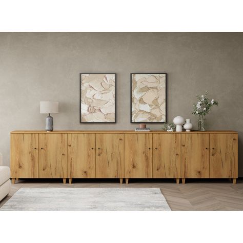 Latitude Run® Lysiane Solid Wood 8 - Door Accent Cabinet & Reviews | Wayfair Storage Cabinets With Doors, Accent Cabinets, Door Accent Cabinet, Sideboard Storage Cabinet, Home Storage Solutions, Modern Sideboard, Buffet Cabinet, Accent Doors, Wood Sideboard