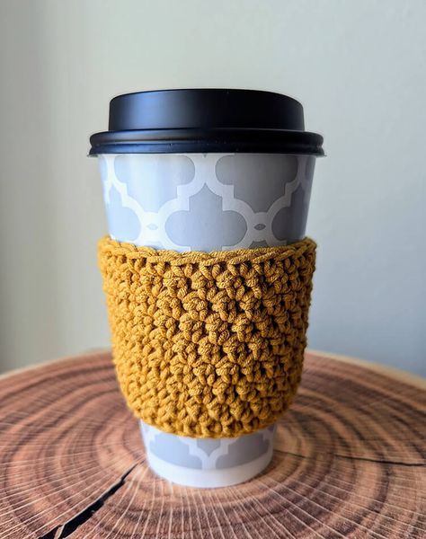 Easy 20-Minute Cup Cozy Crochet Pattern - Beautiful Dawn Designs Simple Crochet Mug Cozy, Crochet Coffee Cup Sleeve Free Pattern, Crochet Drink Cozy Free Pattern, Crochet Can Koozie, Crochet Cup Cozy Free Pattern Coffee Sleeve, Christmas Cup Cozy Crochet, Crochet Coffee Sleeve Free Pattern, Crochet Koozie Pattern Free, Coffee Cozy Crochet Pattern Free