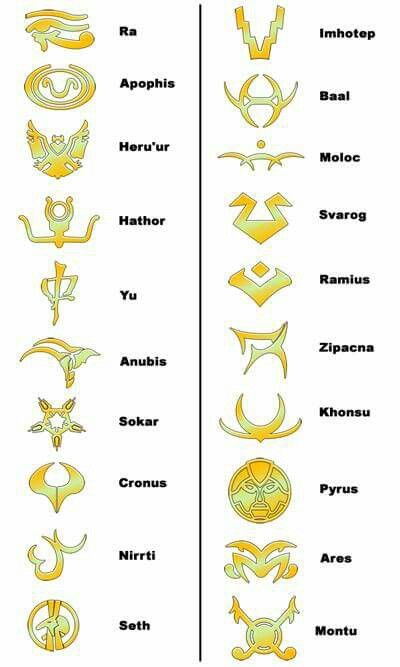 Goa'uld System Lords symbols - Jaffa Kree! Stargate 1994, Stargate Ships, Stargate Franchise, Stargate Universe, Writing Posters, Star Gate, Fairy Wallpaper, Stargate Sg1, Stargate Atlantis