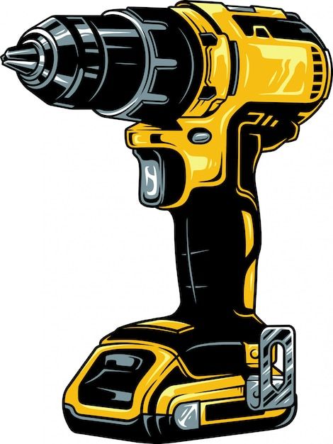 Drill | Premium Vector #Freepik #vector #drilling #construction-tools #equipment #electrical-tools Illustrated Tools, Drill Illustration, Tool Illustration, Tool Logo Design, Construction Illustration, Tools Images, Tools Illustration, Dewalt Drill, Dewalt Tools