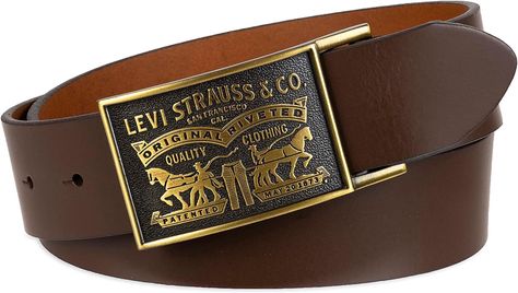 Levi's Men's Leather Belt with Plaque Buckle, Brown Snap, Small (30-32) at Amazon Men’s Clothing store Kgf Photos Hd, Cowboy Outfit, Work Belt, Nice Belts, Cowboy Outfits, Jeans Levis, Branded Belts, Jean Belts, Leather Belts Men