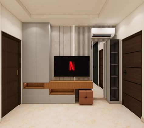 #interiordesign #tvunit #masterbedroom #architecture Bedroom Tv With Wardrobe, Bedroom Tv Unit With Wardrobe, Tv Unit In Wardrobe, Tv Unit With Wardrobe Design, Wardrobe Design Bedroom With Dressing, Wardrobe Design With Tv Unit, Tv Unit With Wardrobe Master Bedrooms, Wardrobe With Tv Unit Master Bedrooms, Bedroom Minimal Modern