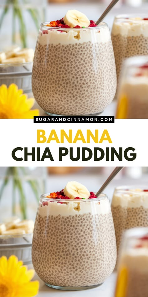 Healthy Indulgence 🥄💛 Whip up a delightful Banana Chia Pudding that’s not only tasty but also loaded with nutrients! This simple recipe is a perfect blend of sweet bananas and creamy chia goodness. Ready to try it? Save this pin and bring this deliciousness to your kitchen! Chia Snack Recipes, Chia Seed Pudding With Banana, Chia Seed Pudding Cinnamon, Autumn Bates Chia Pudding, Coconut Water Chia Pudding, Choc Chia Pudding, Healthy Recipes With Pudding Mix In Them, Banana Chia Seed Pudding Recipe, Green Chia Pudding