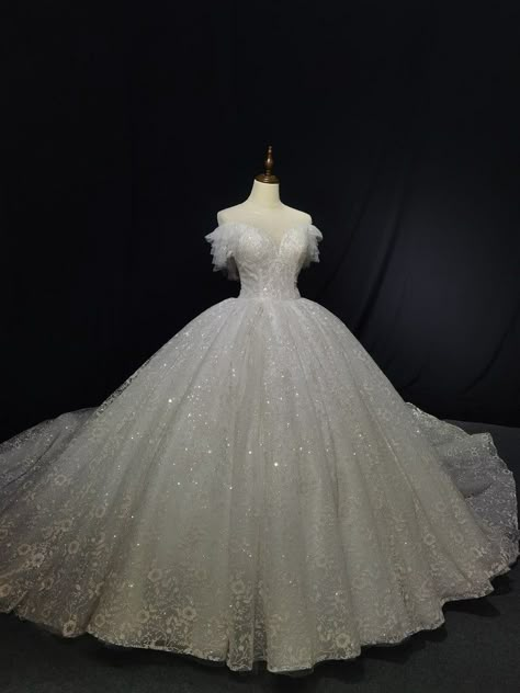 Large Wedding Dresses, Dream Wedding Gown Princesses, Princess Ballgown Wedding Dresses, Wedding Dresses With Diamonds, Grand Wedding Dress, Bride Dress Princess, Dress Wedding Princess, Belle Wedding Dress, Wedding Dress Big