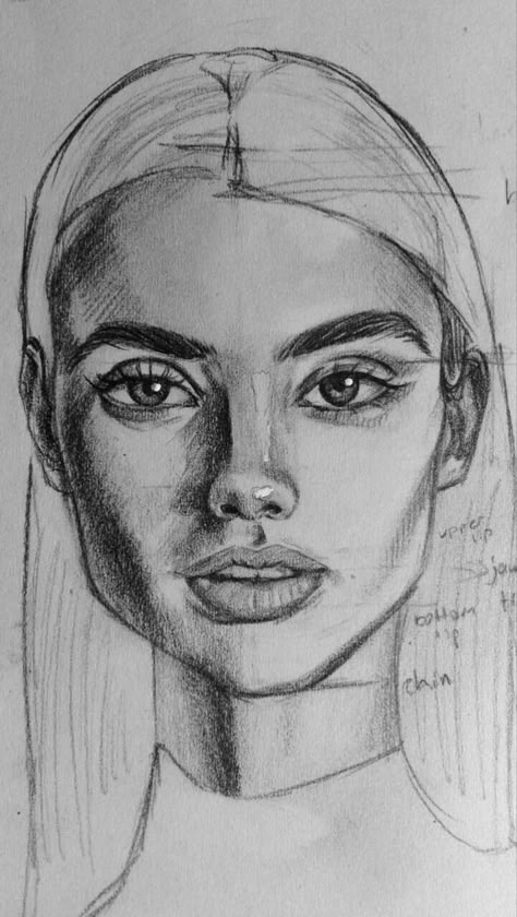 Face Portrait Drawing Sketches Easy, Digital Face Painting, Creative Portrait Drawing, Woman’s Face Drawing, Face Sketches Pencil, Portrait Sketches Easy, Art Sketches Portraits, Womens Face Drawing, Face Portrait Drawing Sketches