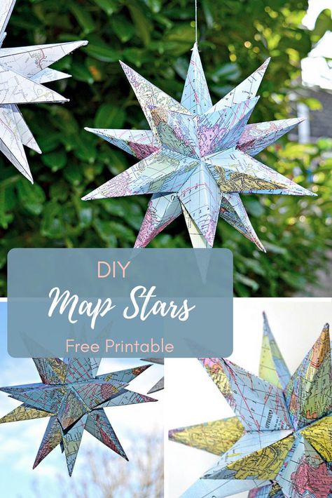 Diy Map, Map Crafts, 3d Map, Navidad Diy, Old Maps, Paper Stars, Star Decorations, Noel Christmas, Fun Diy