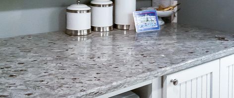 Moon White Granite Countertop Elegance - RSK Marble & Granite Moon White Granite Countertops, Gray Granite Countertops, Granite Countertops With White Cabinets, Moon White Granite, Countertops With White Cabinets, Grey Granite Countertops, Granite Options, White Granite Kitchen, White Granite Countertops