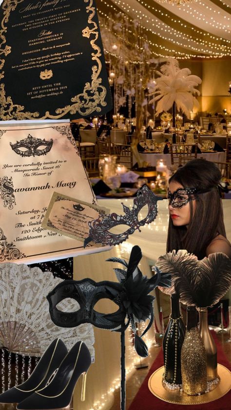 1920s Masquerade Ball, Mascara Ball Masquerade Theme, Masquerade Ball Mood Board, Mask Theme Party Decorations, Masquerade Ball Homecoming, Masquerade Ball Themed Party, Masquerade Themed Quinceanera, Masked Ball Party Masquerade Theme, Masquerade Ball Wedding Theme