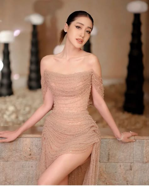 Nude Dress Formal Classy, Nude Colored Dress, Prom Dresses For Short Girls Long, Sparkling Dress Outfit, Short Nude Dress, Evening Dresses Elegant Glamour, Nude Color Outfits, Simple Elegant Gown, Heavenly Outfits