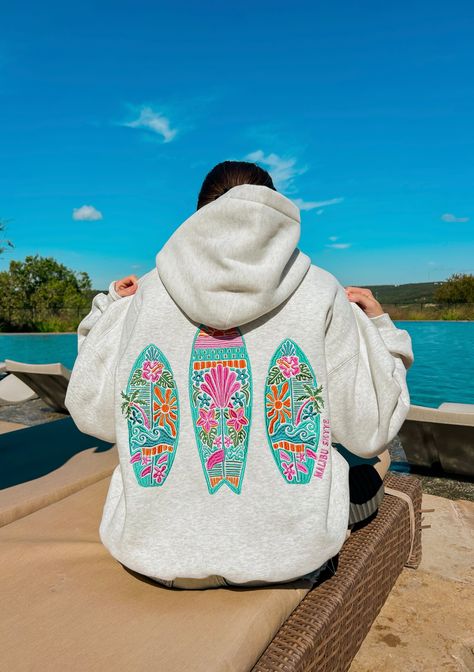 Sunset Surf - Multicolor (PREORDER- Ships 12/10) Patchwork Hoodie, Sunset Surf, Cute Hoodies, Trendy Hoodies, Cute Hoodie, Cute Preppy Outfits, Cute Sweatshirts, Embroidered Hoodie, Lifestyle Clothing