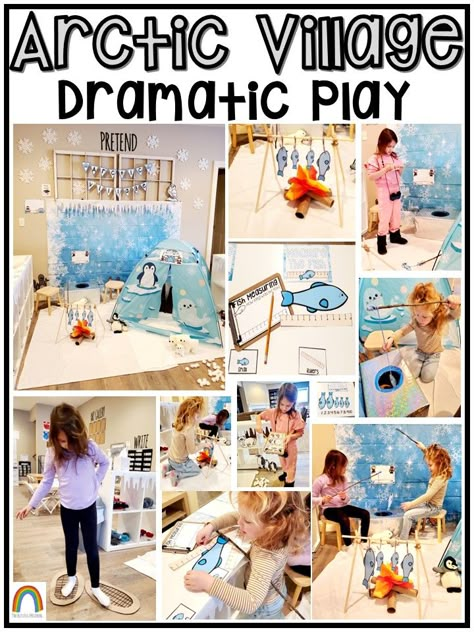 https://www.teacherspayteachers.com/Product/Arctic-Village-Dramatic-Play-9040354 Snow Dramatic Play Preschool, January Dramatic Play Ideas, Winter Theme Preschool Dramatic Play, January Dramatic Play, Winter Dramatic Play Ideas, In The Winter Dramatic Play, Winter Themed Dramatic Play Preschool, Snow Dramatic Play, Winter Themed Dramatic Play