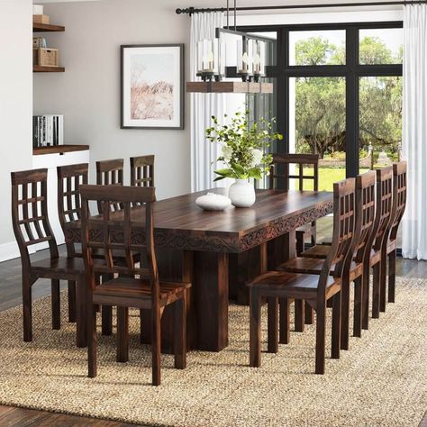 Picture of Dallas Ranch Rustic Solid Wood Double Pedestal Dining Table Set 12 Person Dining Table, 10 Person Dining Table, 12 Seater Dining Table, 10 Seater Dining Table, Rustic Bedside Table, Dining Table For 6, Paris House, Cottage Interior Design, Double Pedestal Dining Table