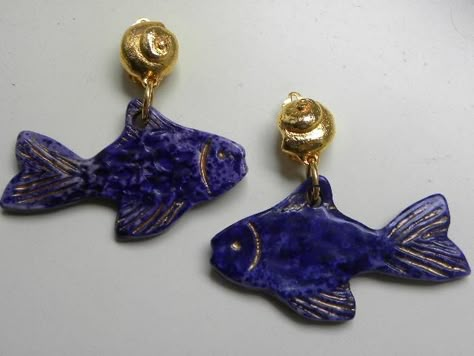 Navy Blue Earrings, Blue Fish, Be Original, Funky Jewelry, Jewelry Lookbook, His Style, Ceramic Jewelry, Dream Jewelry, Jewelry Inspo