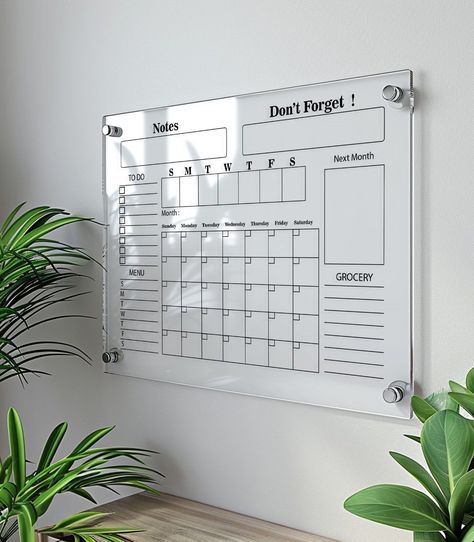 Acrylic Family Calendar | Perpetual Planner | Vision Board | Family Wall Planner | 2024 Organization Board | Dry Erase Calendar printablemonthlyplanner #cuteplanner #weeklymealplannerideas #printableplannerpages Family Wall Planner Ideas, Home Office Calendar Wall, Office Wall Ideas For Work, Office Calendar Ideas, Planner Board Ideas, Office Calendar Wall Ideas, Acrylic Board Office, Calendar On Wall, Acrylic Board Ideas