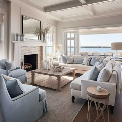 8+ Key Elements of a Coastal Hamptons Style Interior • 333+ Art Images Hamptons Aesthetic Living Room, Newport Interior Design, House In The Hamptons Interior Design, Hamptons House Design, Hampton Lounge Room, Modern Hamptons Interior, Hampton Style Interior, Emily Jackson Home, Hamptons House Decor