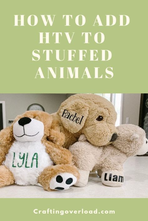 Easter is coming up! Go over to my blog to see the cute, personalized stuffed animals that I made for my kids! #easter #easterbasket #kids #htv Stuffed Animals Diy, Cricut Htv, Big Teddy Bear, Personalized Stuffed Animals, Big Teddy, Silhouette School, Cricut Baby, Diy Pins, Cricut Joy