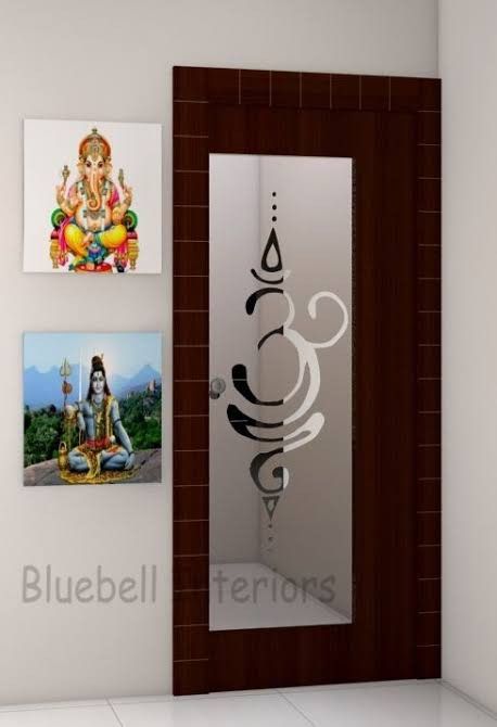 Temple Glass Door Design, Glass Door With Wooden Frame, Temple Glass, Puja Unit, Pooja Room Designs, Pooja Door Design, Pooja Unit, Pooja Door, Window Glass Design