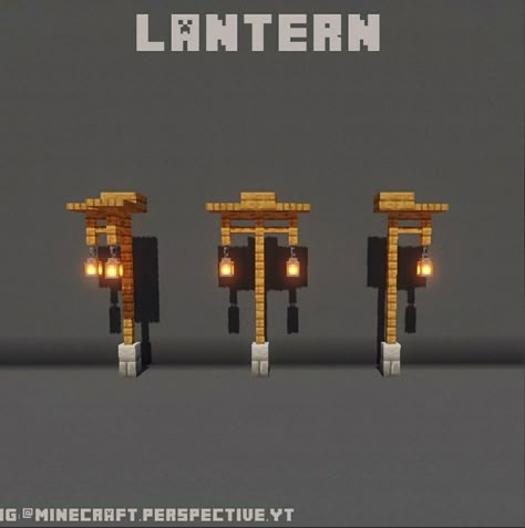 Mincraft Lamppost, Lamposts Minecraft, Light Poles Minecraft, Street Light Ideas Minecraft, Street Light Minecraft Ideas, Minecraft Japanese Lamp Post, Trash Can Minecraft, Minecraft Medieval Lamp Post, Minecraft Lantern Post