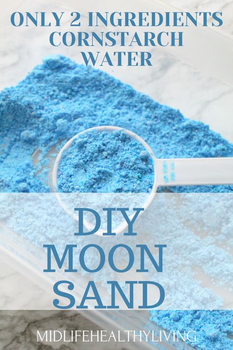 Corn Starch Crafts, Moon Sand Recipe, How To Make Sand, Sand Recipe, Homemade Moon Sand, Diy Moon Sand, Sands Recipe, Diy Moon, Moon Sand