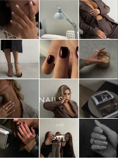 Nail Salon Content Ideas, Nail Portfolio Ideas, Nail Salon Feed, Nail Salon Instagram Feed, Nail Artist Photoshoot, Nails Instagram Feed, Nail Aesthetic Instagram, Nail Instagram Feed, Instagram Nail Page Ideas