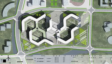 Dachang County Industrial Park on Behance Study Pods, Hexagonal Architecture, Parking Plan, School Building Design, Science Centre, Campus Design, Urban Design Plan, Architecture Drawing Plan, Urban Landscape Design