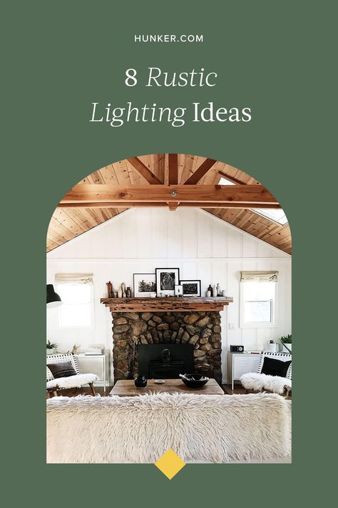 Take a look at these eight rustic living room lighting ideas to try at home, then add a sheepskin blanket and a cup of tea — just in time for cozy season. #hunkerhome #rustichomedecor #rusticlightingideas #rustic #rusticlighting Rustic Lighting Ideas, Living Room Nook, Rough Hewn Wood, Amber Interiors Design, Iron Pendant Light, Rope Pendant Light, Natural Wood Flooring, Rustic Pendant Lighting, Black Light Fixture