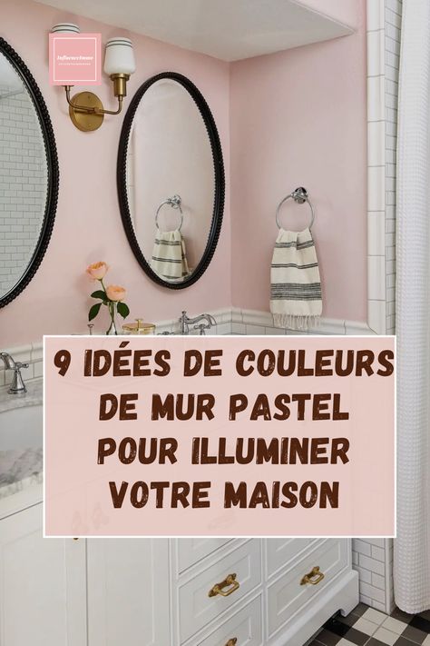 Les murs rose pastel s’harmonisent avec les luminaires de style vintage de cette salle de bain. Pour compenser la douceur, le noir ajoute un coup de poing aux miroirs encadrés et au sol carrelé, qui arbore un motif à carreaux qui fait sensation. 

Couleur de peinture suggérée : ballerine PPG1183-1, PPG Murs Roses, Rose Pastel, Style Vintage, Home Sweet Home, Garage, Sweet Home, Pastel